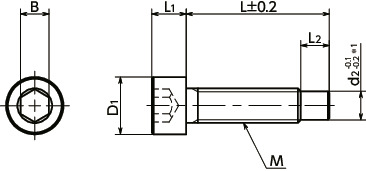 SDBHex Socket Head Cap Screws with Dog Point - Steel寸法図