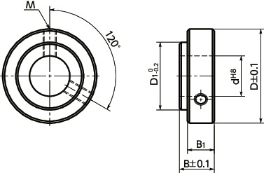 NSC-MBSet Collar - For Securing Bearing - Set Screw Type寸法図