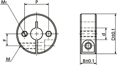 NSCS-SN2Set Collars with Mounting Hole (Female Screw) - Stainless Steel - Clamping Type寸法図