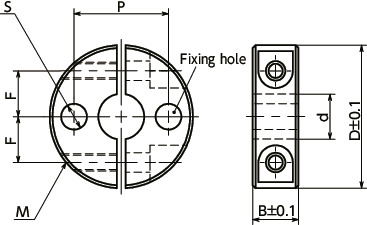 NSCSS-SP2Set Collars with Mounting Hole - Stainless Steel - Split Type寸法図