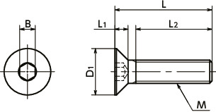 SNFCSHexagon Socket Countersunk Head Screws寸法図