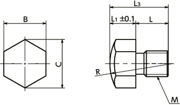 SPM-BRounded Head Stopper Bolts - Steel寸法図