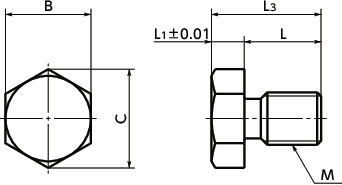 SPMLStopper Bolts - Stainless Steel SUS316L寸法図