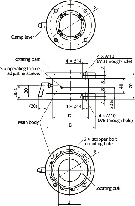 DKSFSwivel Mount for Control Panels, Pillar/Hanging Type寸法図