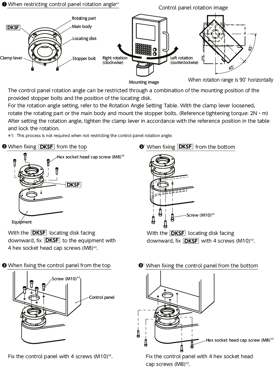 DKSFSwivel Mount for Control Panels, Pillar/Hanging Type