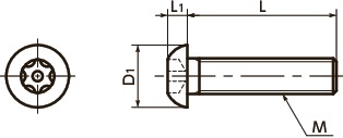 SRBSHexalobular按鈕頭帽螺絲帶針寸法図