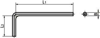 SRHHex-Steckschlüssel (mit Stift) für manipulationssichere Schrauben 寸 法 図