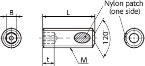 SRHSET-ALKHex Socket Set Screws (with Pin) with Nylon Patch寸法図