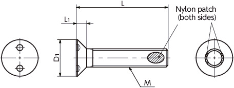 SRTFS-ALKTwo-Hole Flat Head Machine Screws with Nylon Patch寸法図