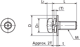 SRTSQ-TZBHexalobular Socket Pan Head Machine Screws (with Pin) with Washer寸法図