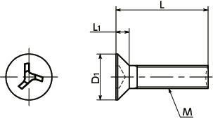 SRWFSTriwing-machineschroeven met platte kop寸法図