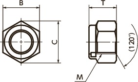 SWUTHex 잠금 너트 - 티타늄 치수 図