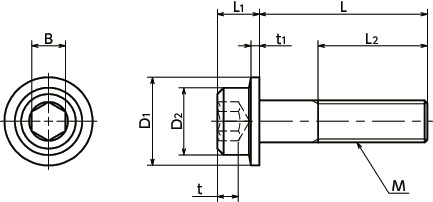 SFSS-RYFlanged Hex Socket Head Bolts - Low Temperature Black Chrome Treatment寸法図