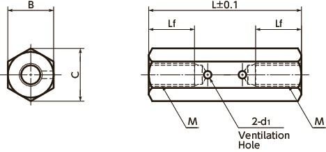 SHVBSHex Posts with Ventilation Hole寸法図