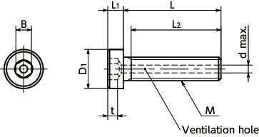 SVLSSocket Head Cap Screws with Ventilation Hole with Low Profile寸法図
