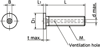 특수 로우 프로파일 SVSHL육각 홀 붙이 볼트(SUS316L, 환기 구멍 있음)寸法図