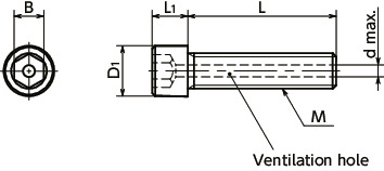 SVSL-SDVented Socket Head Cap Screws with Small Head - 316L Stainless Steel寸法図