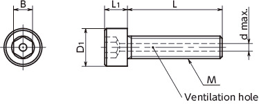SVSLG-PCVented High Strength Stainless Steel Socket Head Cap Screws – Specialized Chemical Polishing寸法図