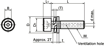 SVSQLGWasher 一體式內六角帶通風孔螺釘 - 高強度不銹鋼寸法図