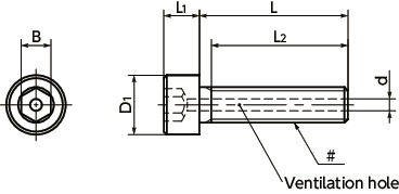 SVSS(INCH)Vented Inch Socket Head Cap Screws寸法図