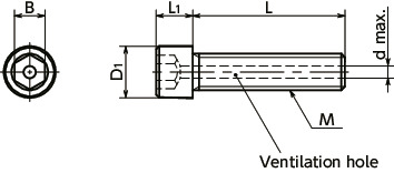 SVST-SDVented Socket Head Cap Screws with Small Head - Titanium寸法図