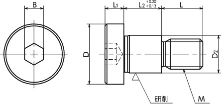 SBHMS六角穴付きショルダーボルト寸法図