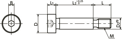 SBSM六角穴付きショルダーボルト寸法図