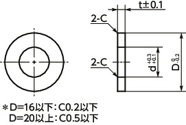 SWAS-AWBK調整座金（ステンレスブラック）寸法図