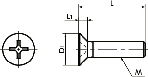 SPE-F樹脂ねじ（PEEK / 十字穴付き皿小ねじ）寸法図