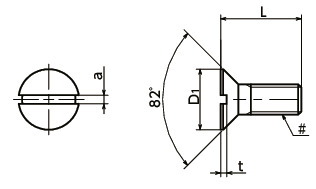 SPE-FS(INCH)樹脂ねじ（PEEK / すりわり付き皿小ねじ / インチねじ）寸法図