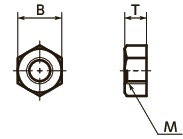 SPE-N樹脂六角ナット（PEEK）寸法図