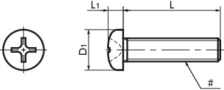 SPEG-P(INCH)樹脂ねじ（PEEK GF30 / 十字穴付きなべ小ねじ / インチねじ）寸法図