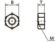 SPT-N樹脂六角ナット（PTFE）寸法図