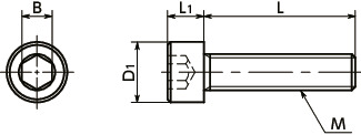 SPV-C1樹脂ねじ（PVDF / 六角穴付きボルト）寸法図