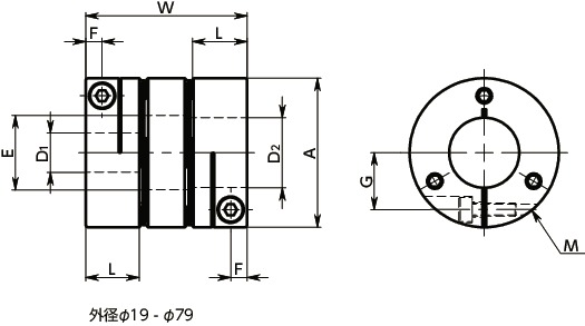 XHW-34C-L-10-14｜フレキシブルカップリング - ディスクタイプ