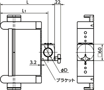 DKB-PBキーボード固定部品 - 固定タイプ寸法図