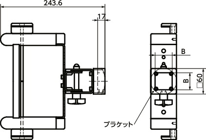 DKBR-AAキーボード固定部品 - 1軸タイプ寸法図