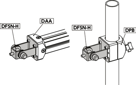 DFSN-H-60-M8-B｜アングルヒンジ - 六角ナット保持 取りつけねじの呼び