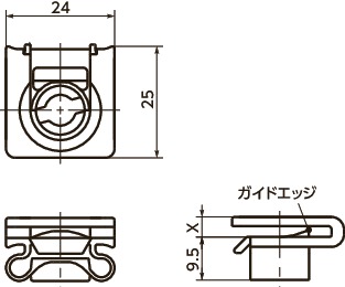 D1-RCリセプタクル - クリップオン寸法図