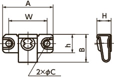 D8-RR-Sリセプタクル - リベットプレート（ステンレス製）寸法図