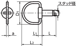D8-SB-CRスタッド - ベイル寸法図