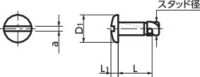 D8-SS-CRスタッド - マイナス溝寸法図