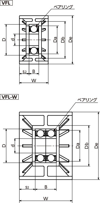 VFL-Nエンプラ・フラットアイドラー寸法図
