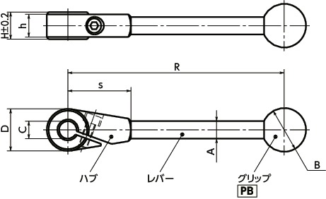 LSHスプリットハブレバー寸法図