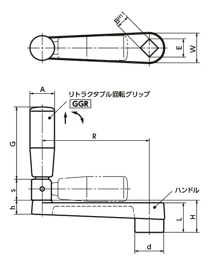 HAG-B_アルミクランクハンドル|NBK【鍋屋バイテック会社】