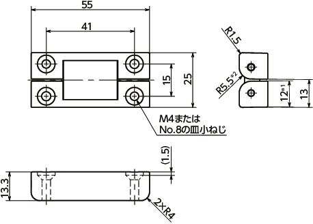 AH-2E-SS_トルクヒンジ - ステンレス製 - フラットタイプ|NBK【鍋屋