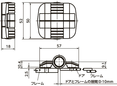 C6ドアポジショニングヒンジ寸法図