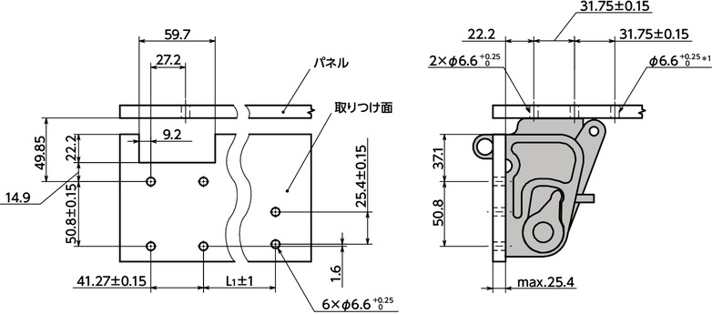 CB-12-104-00-10｜カウンターバランスヒンジ 取りつけ方向 右側