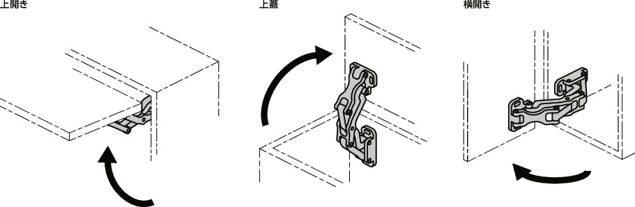 HNMVA_アルミ大型スライドヒンジ - 90°開き|NBK【鍋屋バイテック会社】