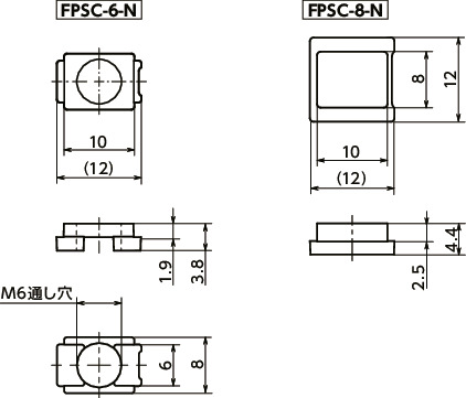 FPSC-Nアルミフレーム取りつけ用Tナット寸法図